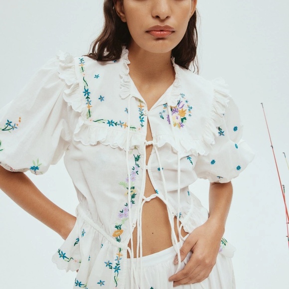 ALÉMAIS Willa Embroidered Blouse New with tags - Picture 3 of 7